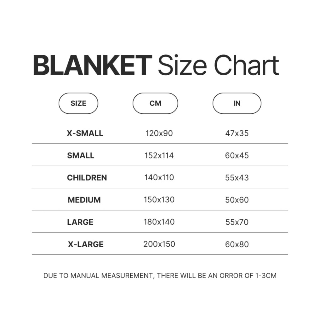 Blanket Size Chart - Westside Gunn Merch