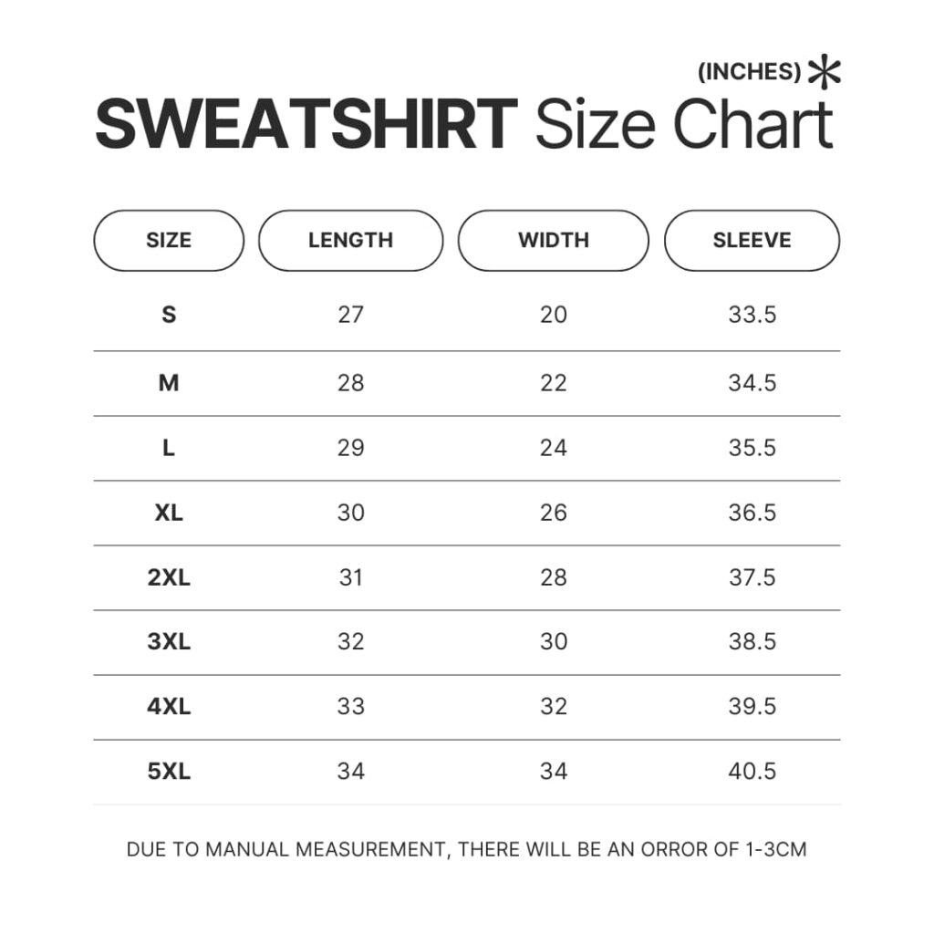 Sweatshirt Size Chart - Westside Gunn Merch